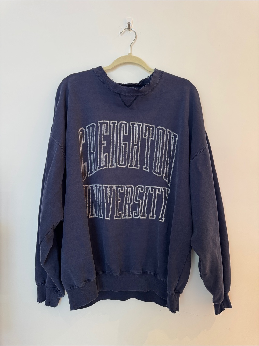Vintage Distressed Creighton University Navy Blue Crewneck Sweatshirt